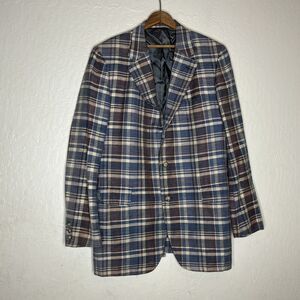 Vintage Phelps-Terkel Plaid Sport  Blazer Jacket Union Made Mens Size 44 FLAWED